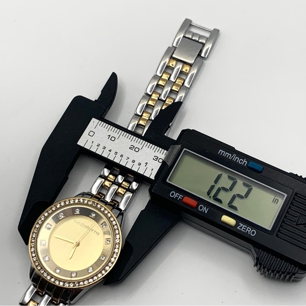 Liz Claiborne Two-Tone Crystal Bezel Watch 6.75" New Battery - Picture 10 of 14